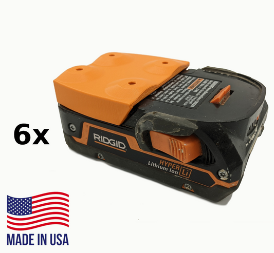 ORANGE! 6 Pack: RIDGID 18V Battery Mounts / Hangers / Holders - MADE IN USA