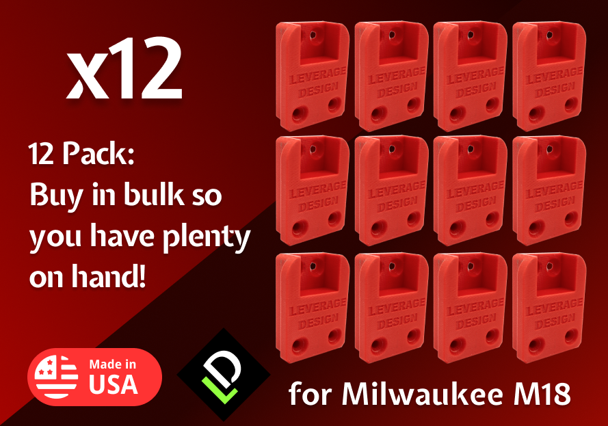 12 Pack: HEAVY DUTY Milwaukee M18 TOOL Holder / Mount MADE IN USA