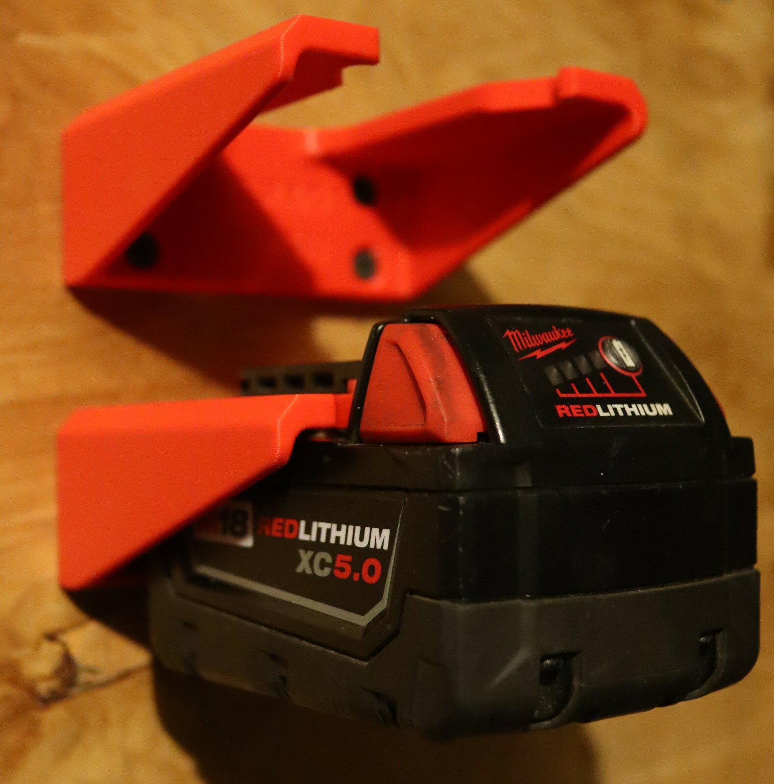 IMPROVED DESIGN: 2 Pack - Milwaukee Battery Holder Wall Mount M18 MADE IN USA