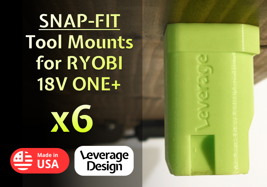 SNAP FIT! 6 Pack: Ryobi 18V ONE+ Tool Mounts / Hangers / Holders MADE IN USA