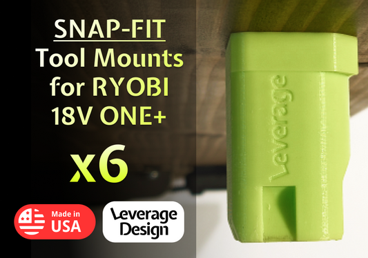 SNAP FIT! 6 Pack: Ryobi 18V ONE+ Tool Mounts / Hangers / Holders MADE IN USA