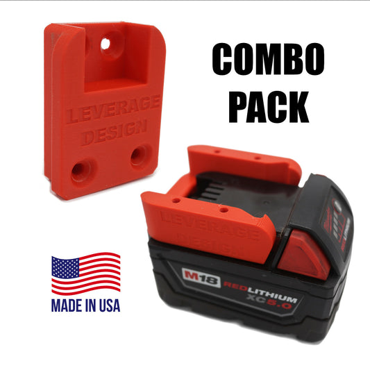 COMBO STARTER PACK: 2x Milwaukee M18 Battery and Tool Holders MADE IN USA