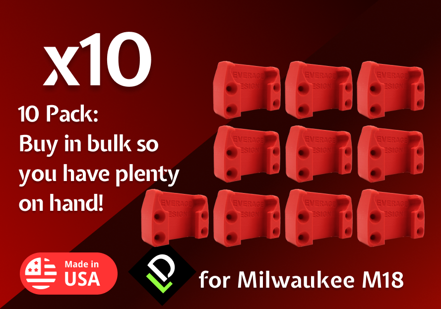 2023 SPECIAL 10 Pack: Milwaukee M18 Battery Holder / Mount MADE IN USA