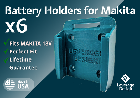 6 Pack Makita 18V Battery Mounts / Holders - MADE IN USA