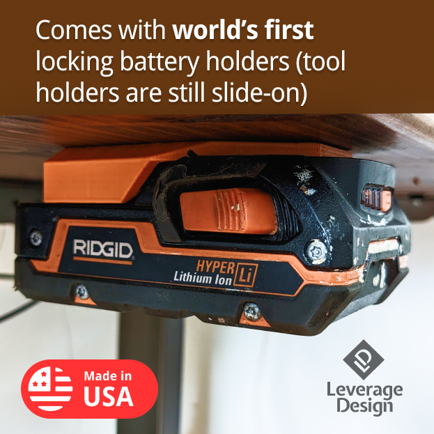 LOCKING! 6 / 6 Combo Pack RIDGID 18V Tool and Battery Mounts / Hangers / Holders