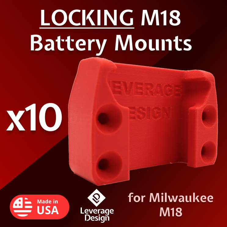 2023 SPECIAL 10 Pack: Milwaukee M18 Battery Holder / Mount MADE IN USA