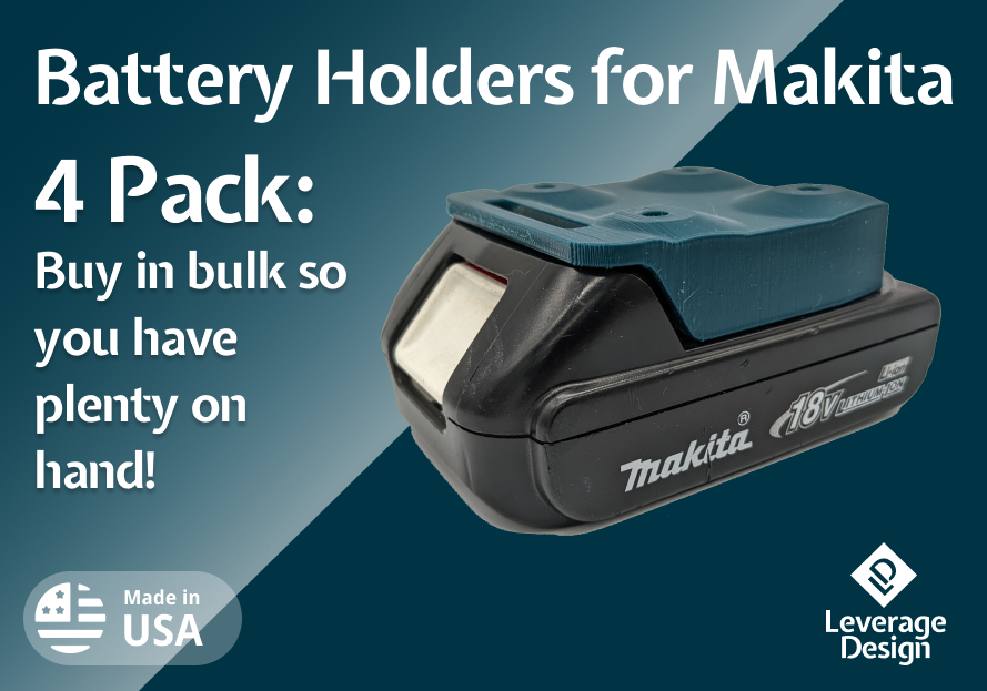 6 Pack Makita 18V Battery Mounts / Holders - MADE IN USA