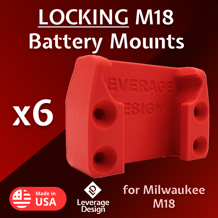 BLACK FRIDAY SPECIAL 6 Pack: Milwaukee M18 Battery Holder / Mount MADE IN USA