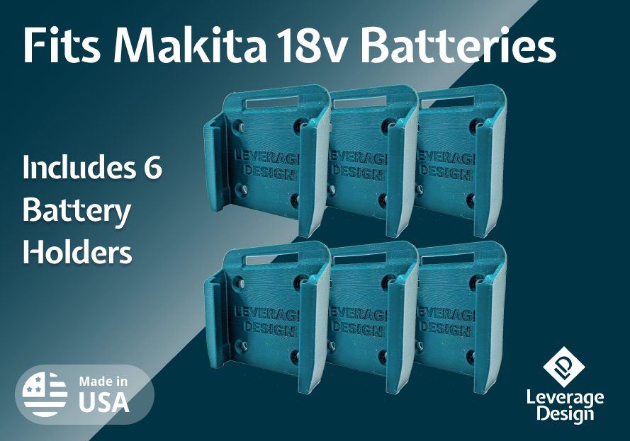 6 Pack Makita 18V Battery Mounts / Holders - MADE IN USA