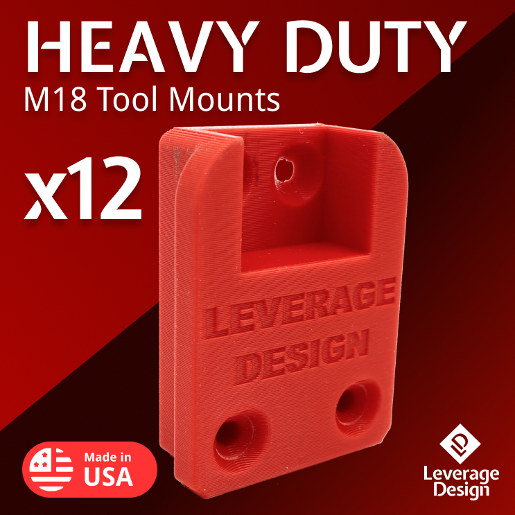 12 Pack: HEAVY DUTY Milwaukee M18 TOOL Holder / Mount MADE IN USA