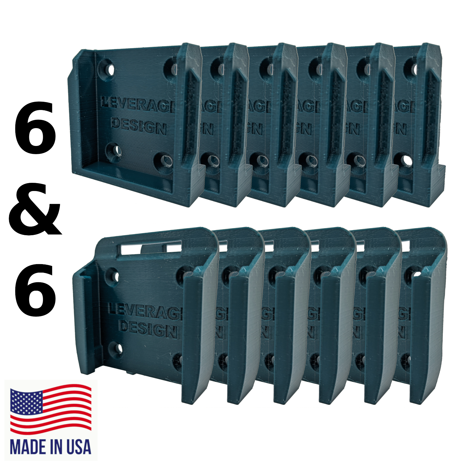 COMBO 6 / 6 Pack Makita 18V Battery and Tool Mounts / Holders - MADE IN USA