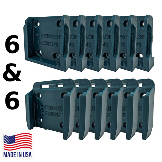 COMBO 6 / 6 Pack Makita 18V Battery and Tool Mounts / Holders - MADE IN USA