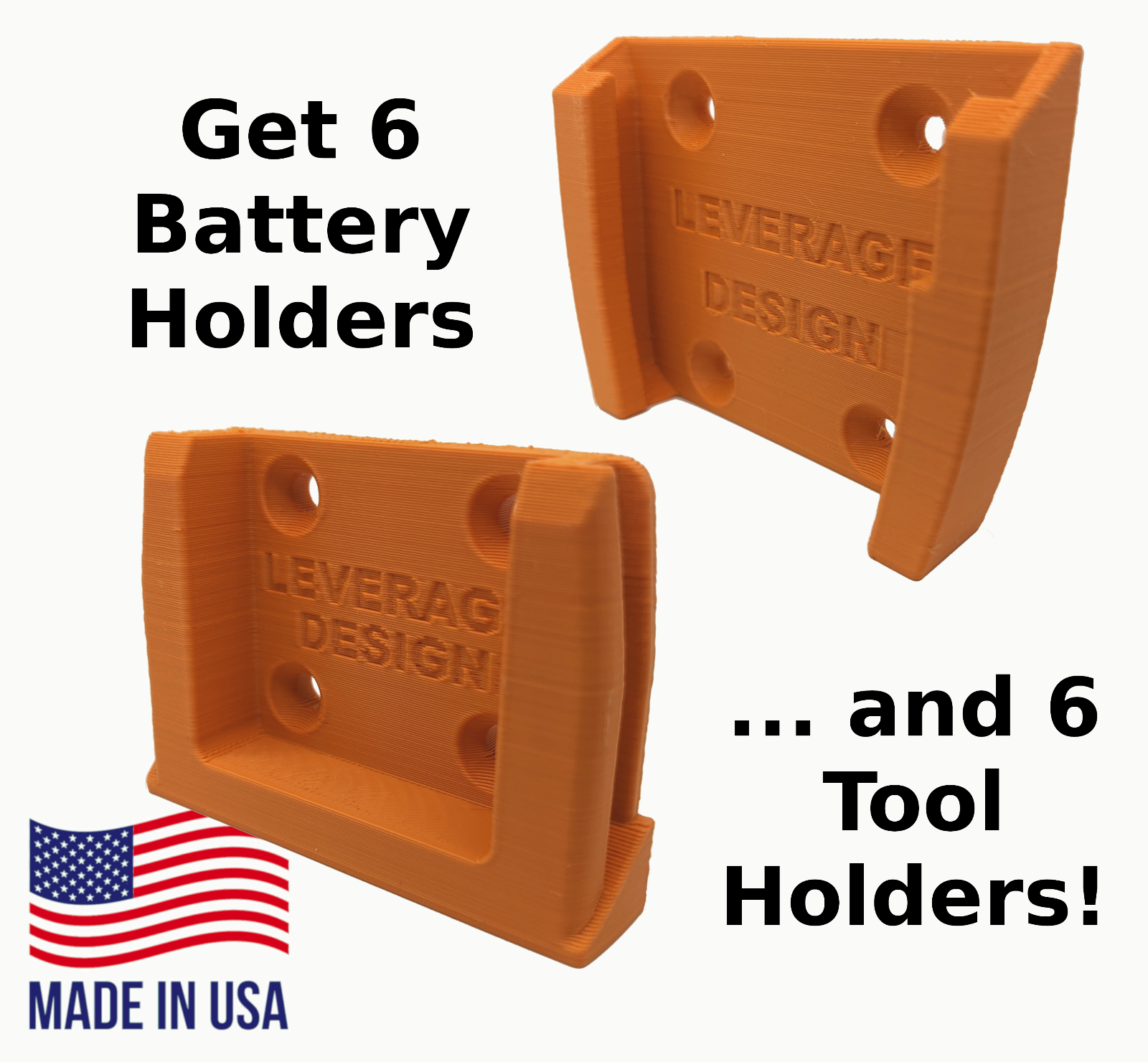 ORANGE! 6 / 6 Combo Pack RIDGID 18V Tool and Battery Mounts / Hangers / Holders