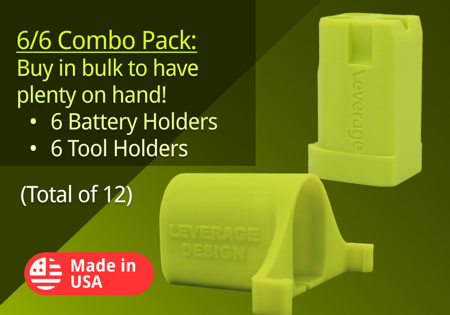 COMBO! 6+6 Pack: Ryobi 18V ONE+ Tool and Battery Mounts / Holders MADE IN USA