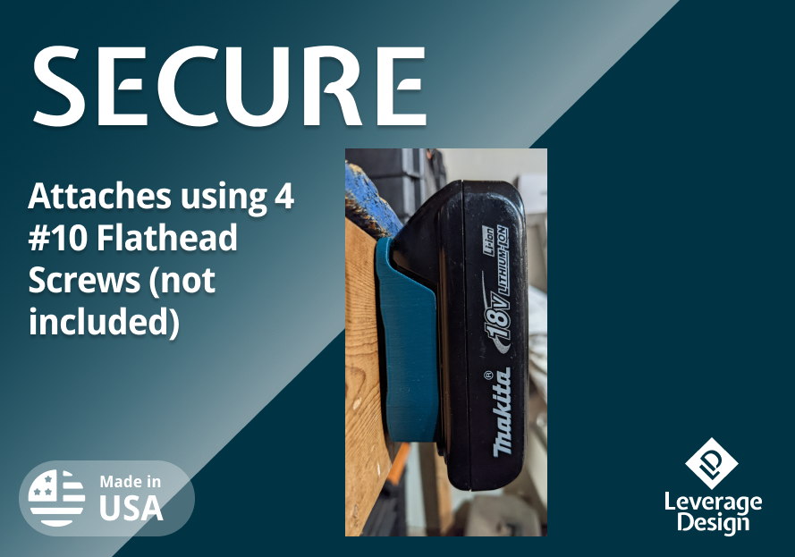 6 Pack Makita 18V Battery Mounts / Holders - MADE IN USA