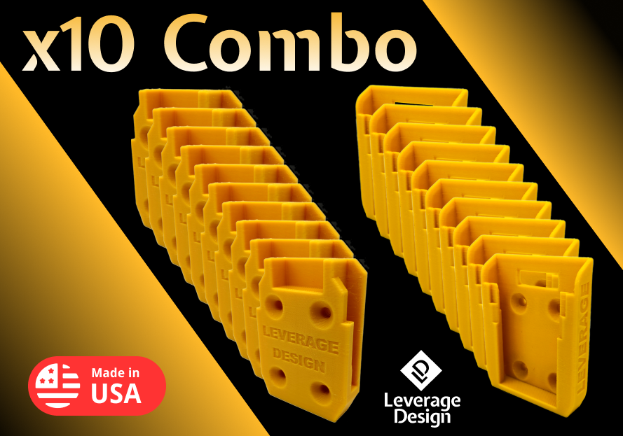 10 / 10 Combo Tool & Battery Mounts/Holders to fit DeWALT 20V 60V - BEST FIT!