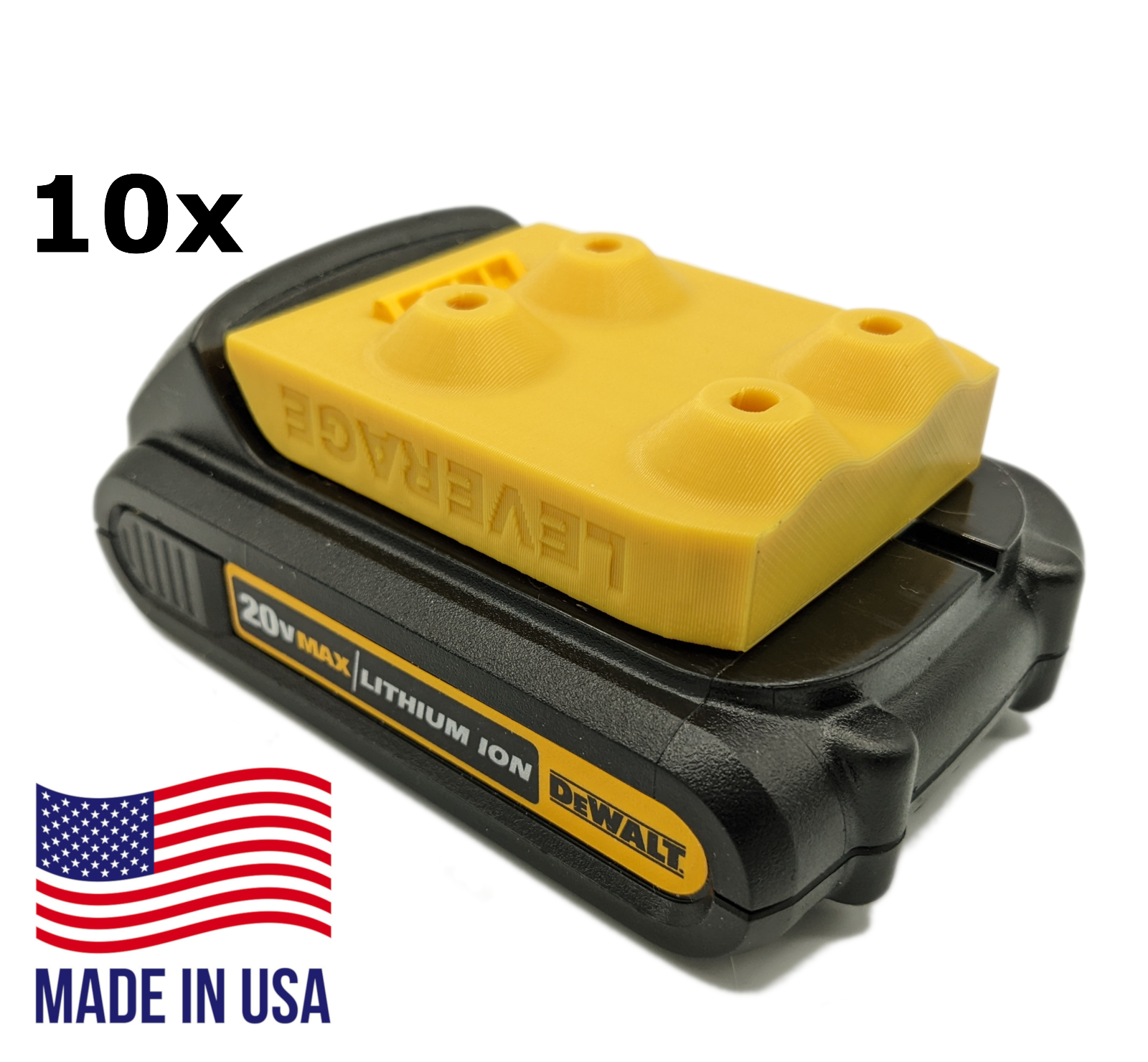 YELLOW! 10 Pack: DeWALT 20V 60V Battery Mounts / Hangers / Holders MADE IN USA