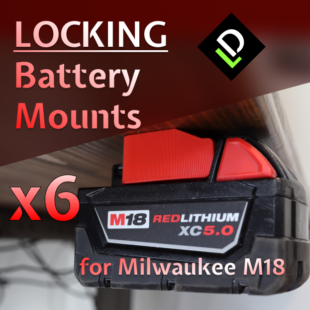 BLACK FRIDAY SPECIAL 6 Pack: Milwaukee M18 Battery Holder / Mount MADE IN USA