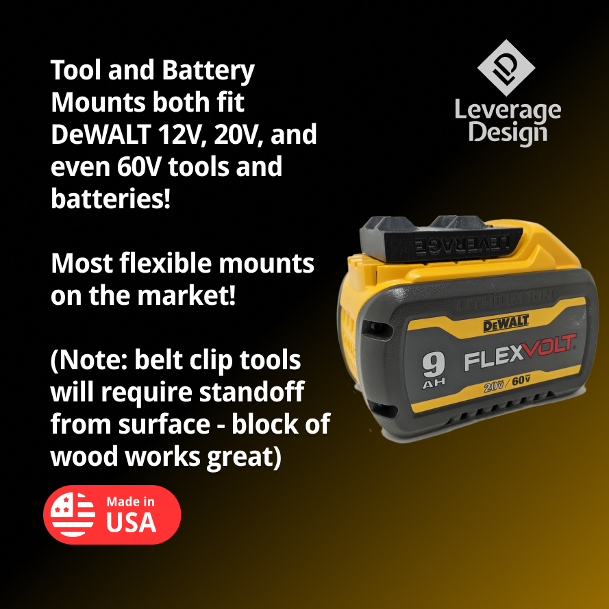 6 / 6 Combo Pack Tool & Battery Mounts/Holders/Brackets for DeWALT 12V 20V 60V