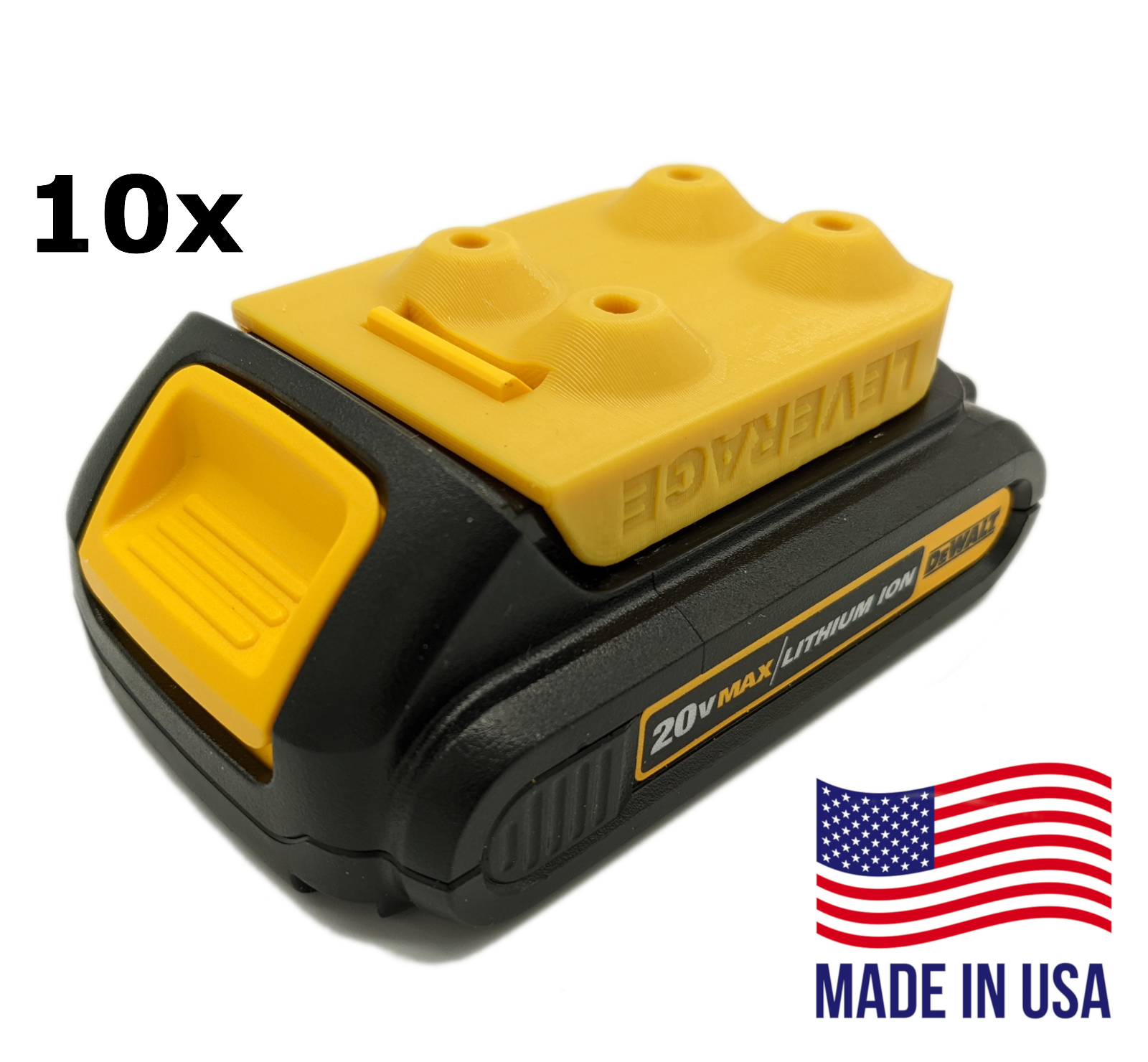 YELLOW! 10 Pack: DeWALT 20V 60V Battery Mounts / Hangers / Holders MADE IN USA