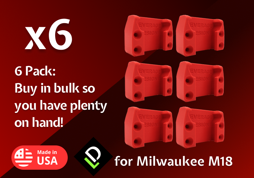 BLACK FRIDAY SPECIAL 6 Pack: Milwaukee M18 Battery Holder / Mount MADE IN USA