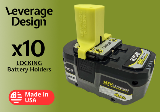 LOCKING! 10 Pack: Ryobi 18V ONE+ Battery Mounts / Hangers / Holders MADE IN USA