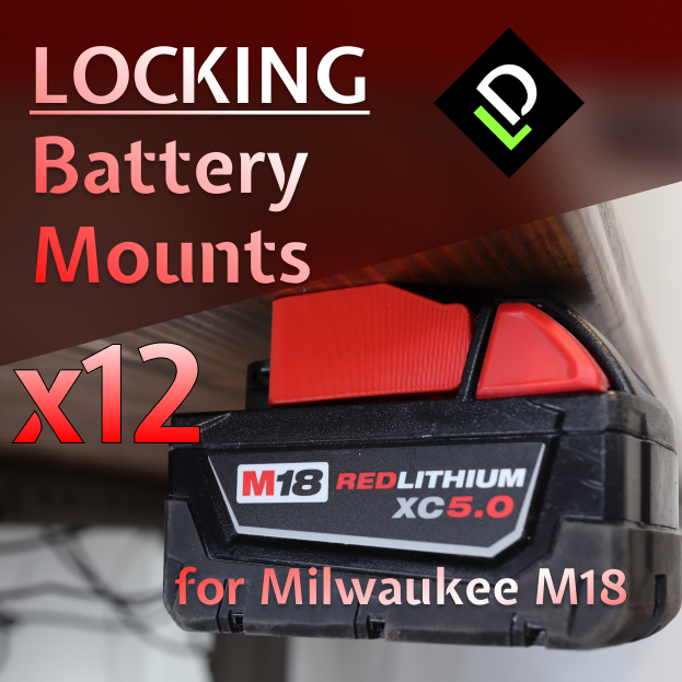 2024 SPECIAL 12 Pack: HEAVY DUTY Milwaukee M18 Battery Holder/Mount MADE IN USA