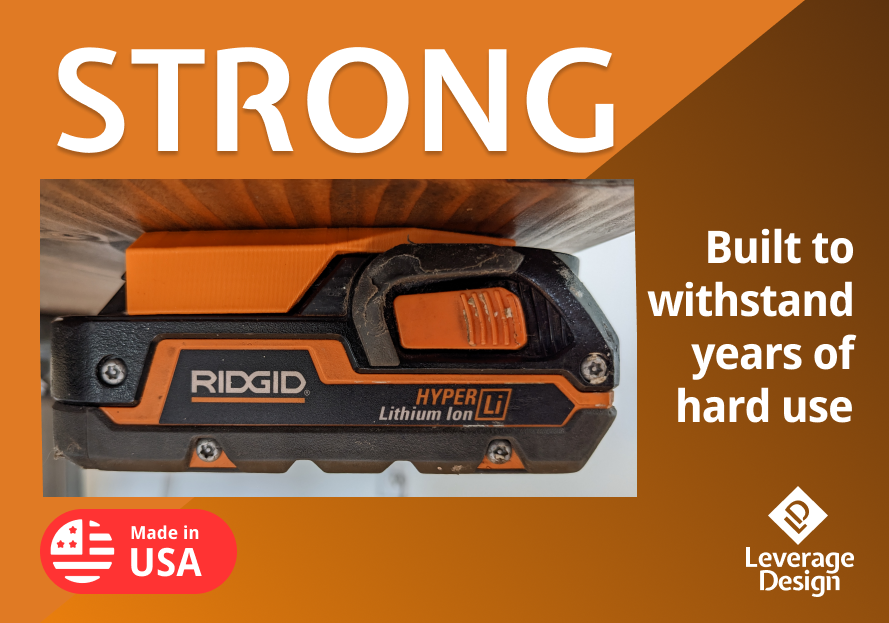 LOCKING! 5 Pack: RIDGID 18V ORANGE Battery Mounts / Holders - MADE IN USA