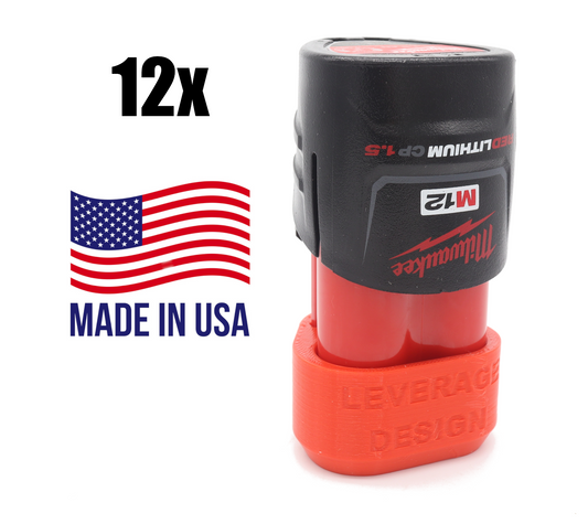 12 Pack: HEAVY DUTY Milwaukee M12 Battery Mount / Hanger / Holder - USA Made