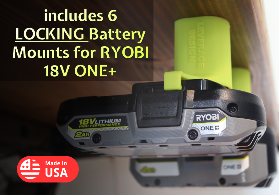 COMBO! 6+6 Pack: Ryobi 18V ONE+ Tool and Battery Mounts / Holders MADE IN USA